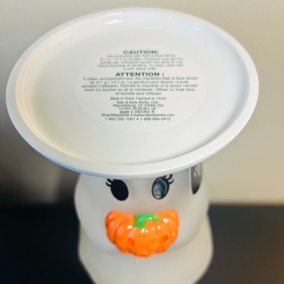 Bath & Body Works Halloween Light Up Ghost 3-Wick Pedestal Candle Holder NWT - Picture 4 of 8